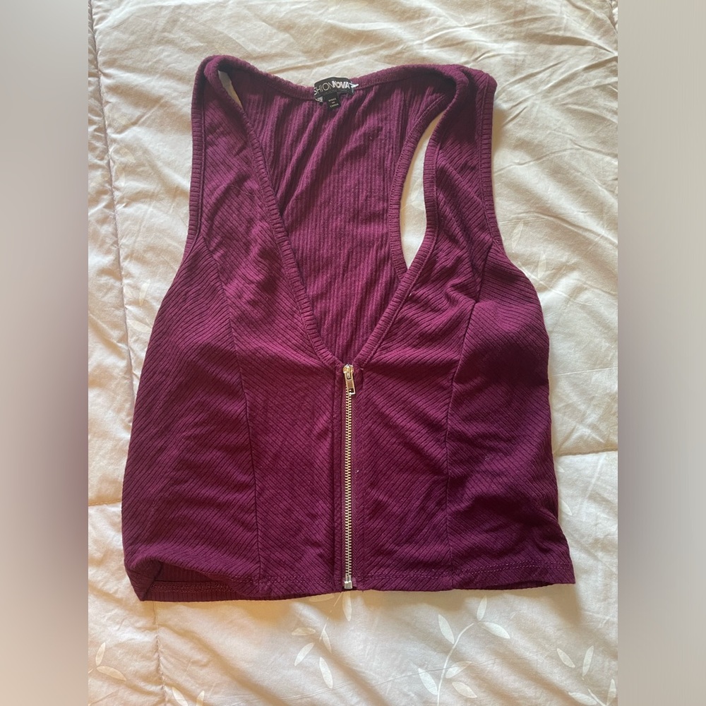 Fashion nova zip up tank top